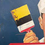 Large Mid Century Metal "Bruning Paint" Advertisement Sign