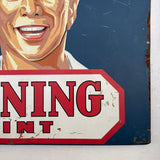 Large Mid Century Metal "Bruning Paint" Advertisement Sign