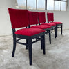 Red Velvet Ebonized Oak Café Dining Chairs