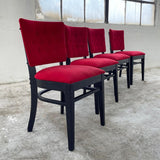 Red Velvet Ebonized Oak Café Dining Chairs
