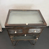 Industrial Brushed Steel Top Opening Medical Apothecary Display Cabinet