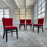 Red Velvet Ebonized Oak Café Dining Chairs