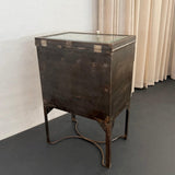 Industrial Brushed Steel Top Opening Medical Apothecary Display Cabinet