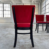 Red Velvet Ebonized Oak Café Dining Chairs