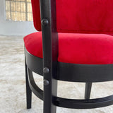 Red Velvet Ebonized Oak Café Dining Chairs