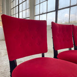 Red Velvet Ebonized Oak Café Dining Chairs