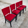 Red Velvet Ebonized Oak Café Dining Chairs
