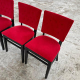 Red Velvet Ebonized Oak Café Dining Chairs