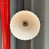 Antique Early 20th Century Scalloped Milk Glass Dome Pendant Light