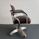 Industrial MId-Century Aluminum Leather Office Desk Chair By GoodForm