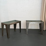Pair Of Industrial Brushed Steel Factory Tray Tables