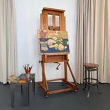 Large Industrial Adjustable Oak Artist Easel By E.H. & A.C. Friedrichs Co.