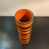 Italian Mid-Century Modern Orange Black Striped Art Pottery Vase