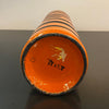 Italian Mid-Century Modern Orange Black Striped Art Pottery Vase