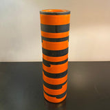 Italian Mid-Century Modern Orange Black Striped Art Pottery Vase