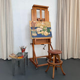 Large Industrial Adjustable Oak Artist Easel By E.H. & A.C. Friedrichs Co.