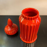 Mid-Century Italian Orange Moorish Art Pottery Jar