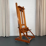 Large Industrial Adjustable Oak Artist Easel By E.H. & A.C. Friedrichs Co.