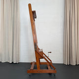 Large Industrial Adjustable Oak Artist Easel By E.H. & A.C. Friedrichs Co.