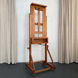 Large Industrial Adjustable Oak Artist Easel By E.H. & A.C. Friedrichs Co.