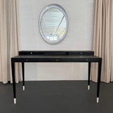 Italian Designer Tiered Black Lacquer Shagreen Leather Writing Desk