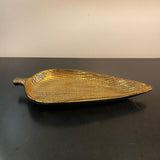 Mid-Century Modern Italian Gilt Art Pottery Leaf Tray