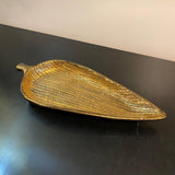 Mid-Century Modern Italian Gilt Art Pottery Leaf Tray