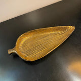 Mid-Century Modern Italian Gilt Art Pottery Leaf Tray