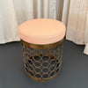 Hollywood Regency Circular Brass And Leather Stool Ottoman