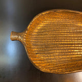 Mid-Century Modern Italian Gilt Art Pottery Leaf Tray