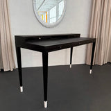 Italian Designer Tiered Black Lacquer Shagreen Leather Writing Desk