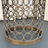 Hollywood Regency Circular Brass And Leather Stool Ottoman