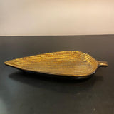 Mid-Century Modern Italian Gilt Art Pottery Leaf Tray