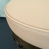 Hollywood Regency Circular Brass And Leather Stool Ottoman
