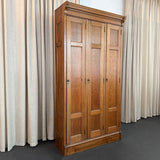 Antique Eastlake Three Part Oak Wardrobe Lockers Cabinet