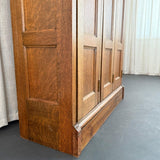 Antique Eastlake Three Part Oak Wardrobe Lockers Cabinet