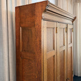 Antique Eastlake Three Part Oak Wardrobe Lockers Cabinet