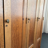 Antique Eastlake Three Part Oak Wardrobe Lockers Cabinet
