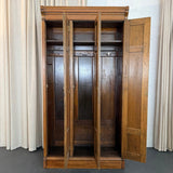 Antique Eastlake Three Part Oak Wardrobe Lockers Cabinet