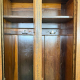 Antique Eastlake Three Part Oak Wardrobe Lockers Cabinet