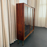 Danish Modern Rosewood Glass Front Display Cabinet Bookcase By Poul Hundevad