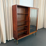 Danish Modern Rosewood Glass Front Display Cabinet Bookcase By Poul Hundevad