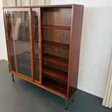 Danish Modern Rosewood Glass Front Display Cabinet Bookcase By Poul Hundevad