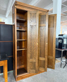 Antique Eastlake Three Part Oak Wardrobe Lockers Cabinet
