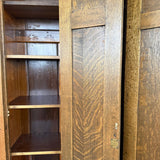 Antique Eastlake Three Part Oak Wardrobe Lockers Cabinet