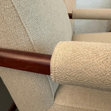Pair Of Mid-Century Modern Walnut Upholstered Armchairs