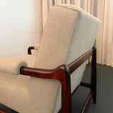 Pair Of Mid-Century Modern Walnut Upholstered Armchairs
