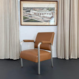Mid-Century Machine-Age Brushed Aluminum Leather Armchair