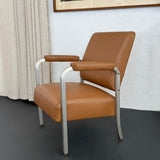 Mid-Century Machine-Age Brushed Aluminum Leather Armchair
