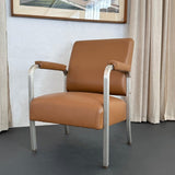 Mid-Century Machine-Age Brushed Aluminum Leather Armchair